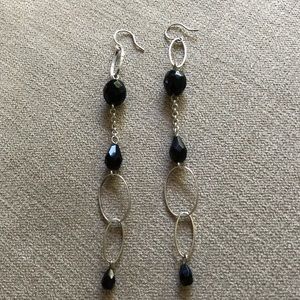 Arden B Black and Silver Dangle Earrings